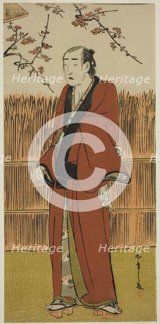 The Actor Onoe Matsusuke I as Baramon no Kichi in the Play Hatsumombi Kuruwa Soga..., c. 1780. Creator: Shunsho.