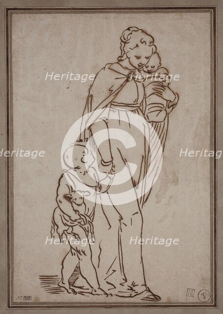 Virgin, Infant Jesus and St. John, c1570. Creator: Unknown Italian; After Luca Cambiaso Italian, 1527-1585.