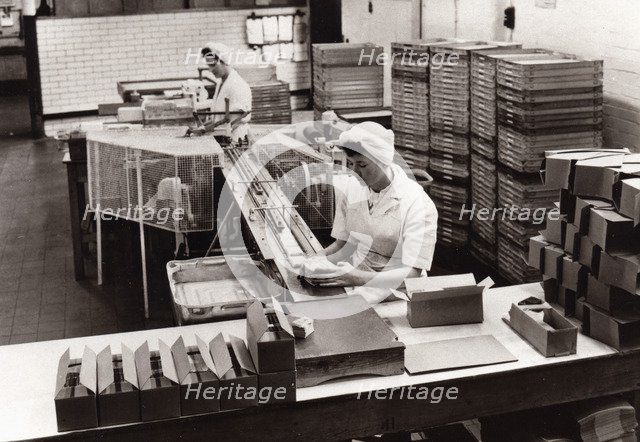 Girls packing Kit Kat, Rowntree factory, York, Yorkshire, 1956. Artist: Unknown