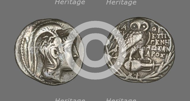 Tetradrachm (Coin) Depicting the Goddess Athena, about 163 BCE. Creator: Unknown.