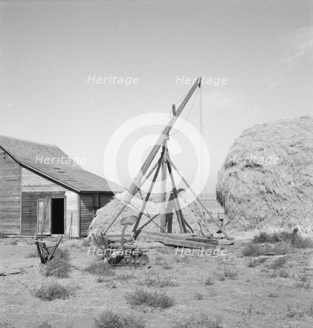 Type of hay derrick characteristic of Oregon..., Irrigon, Morrow County, Oregon, 1939. Creator: Dorothea Lange.