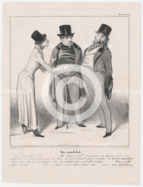 Plate 48: Un candidat, 1838.  Creator: Honore Daumier.
