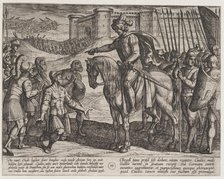 Plate 19: Men from the Fortress Surrender and Pledge Their Lives to Civilis, from The War ..., 1611. Creator: Antonio Tempesta.