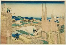Tatekawa at Honjo (Honjo Tatekawa), from the series "Thirty-six Views of Mount Fuji..., c. 1830/33. Creator: Hokusai.