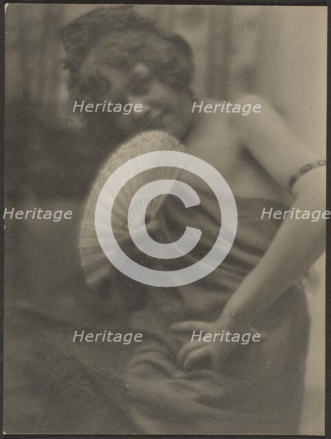 Portrait of a Girl with Fan, 1907-1943. Creator: Louis Fleckenstein.