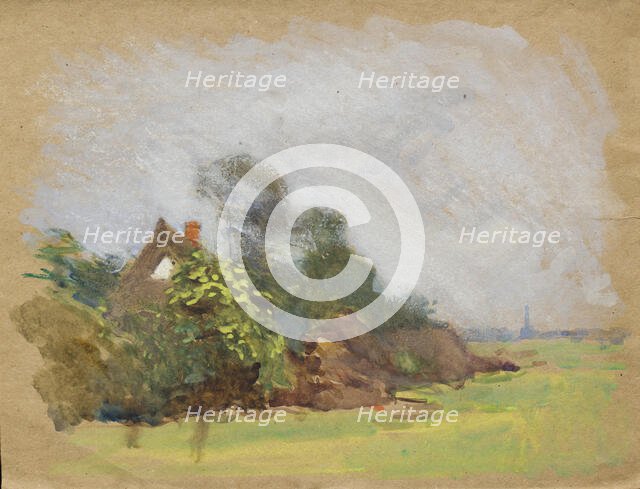 Landscape with thatched cottage, c1875-1944. Creator: George Clausen.