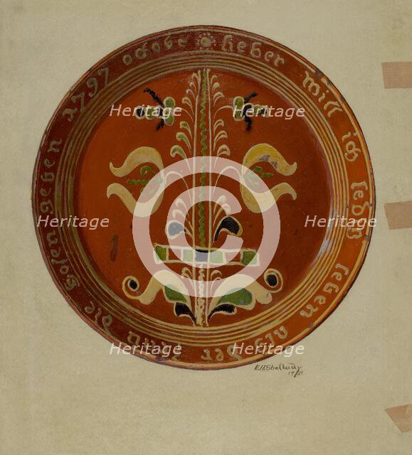 Pennsylvania German Plate, 1938. Creator: Eugene Shellady.