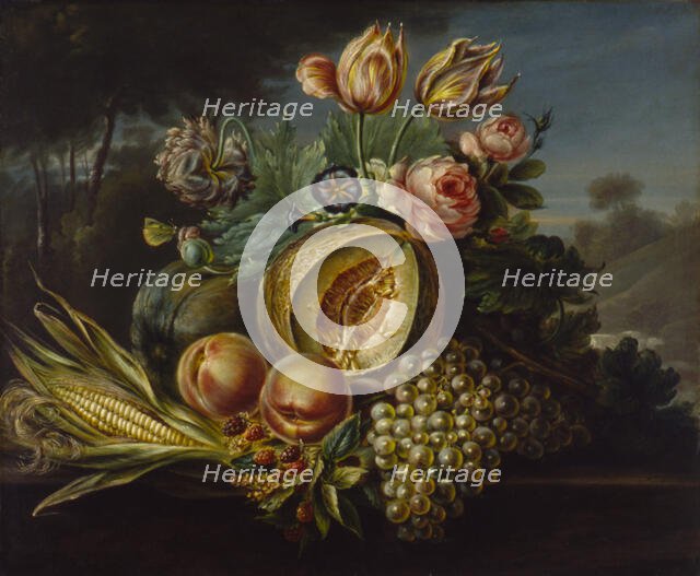 Still Life with Fruit and Flowers, 1824. Creator: Cornelius de Beet.