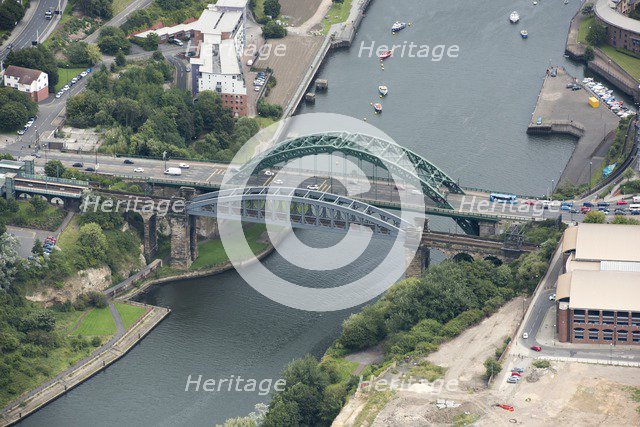Monkwearmouth Railway Bridge and Wearmouth Bridge, Sunderland, Tyne and Wear, 2017. Creator: Historic England Staff Photographer.