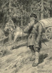 An Old Coachman from a Horse Train on the Great Siberian Road near Irkutsk, 1904. Creator: Boris Vasilievich Smirnov.