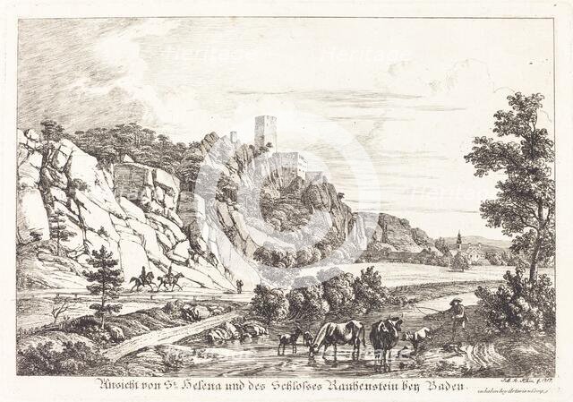 Ansicht von St. Helena und des Schlosses Rauhenstein bey Baden, 1817. Creator: Johann Adam Klein.