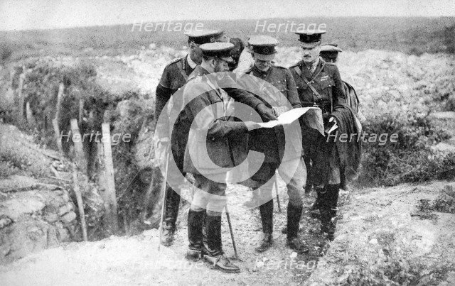 King George V (1865-1936) at St George's Hill, near Fricourt, 10th August 1916, (1936). Artist: Unknown