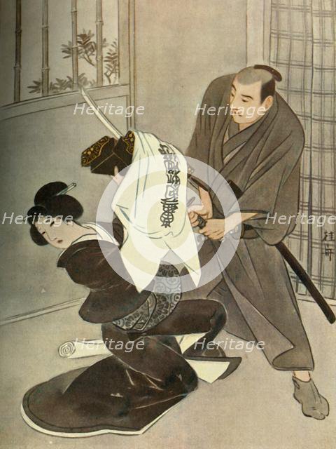 'The box, which served her as a shield, was speedily cut in two...', 1919.  Creator: Unknown.