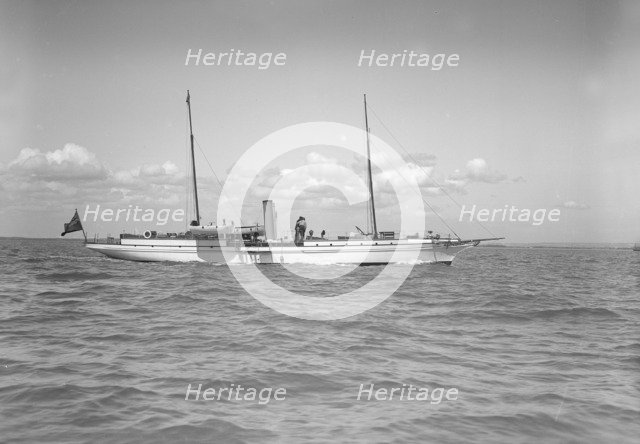 The steam yacht 'Fleur-D-Lys' under way, 1911. Creator: Kirk & Sons of Cowes.