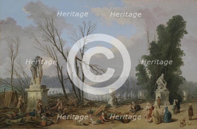 Le Tapis Vert (The Green Carpet), ca 1776. Creator: Robert, Hubert (1733-1808).