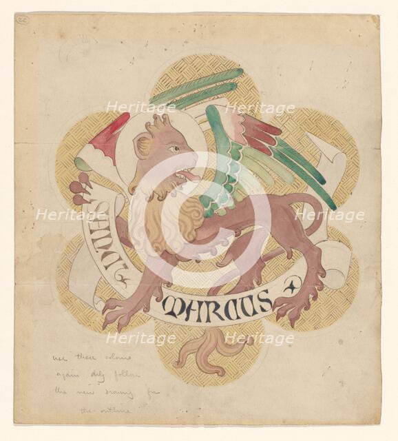 Design for embroidery: lion, symbol of St Mark the Evangelist, c.1850-c.1875. Creator: Hardman & Co..