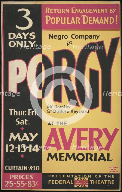 Porgy, Hartford, CT, 1938. Creator: Unknown.