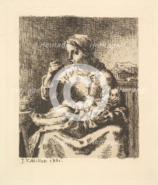 Cooling the Porridge, 1861. Creator: Jean Francois Millet.