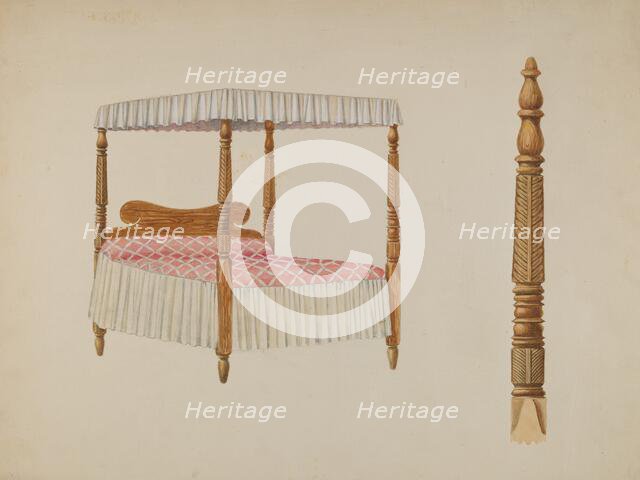 Four Post Bed, c. 1940. Creator: David S De Vault.