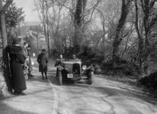 BSA 3-wheeler of BRS Leake competing in the MCC Lands End Trial, 1936. Artist: Bill Brunell.