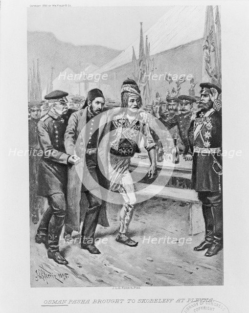 Osman Pasha brought to Skobelev at Plevna, c. 1895. Artist: Ferris, Jean Leon Gerome (1863-1930)