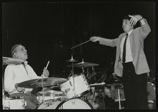 Buddy Rich and conductor Andrew Litton, Royal Festival Hall, London, June 1985. Artist: Denis Williams