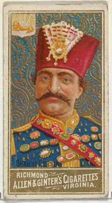 Shah of Persia, from World's Sovereigns series (N34) for Allen & Ginter Cigarettes, 1889., 1889. Creator: Allen & Ginter.