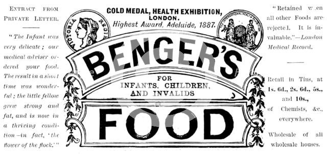 Advertisement for Benger’s Food, 1890. Creator: Unknown.