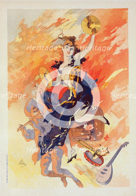 Deuxième panneau sans texte : "La Musique"., c1900. Creator: Jules Cheret.