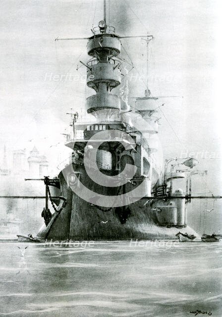 French battleship 'Charles Martel', 1897 (20th century). Artist: Albert Sebille