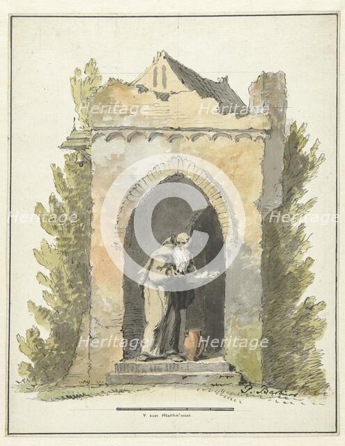 Hermit in front of a stone chapel, c.1782-c.1837. Creator: Pieter Bartholomeusz. Barbiers.