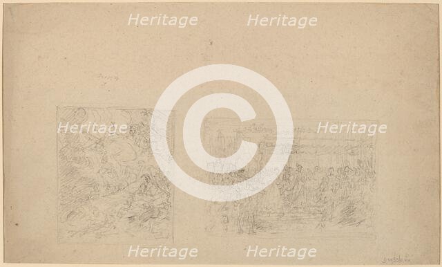 Study of Moses Striking the Rock and a Procession [verso], 1778. Creator: Benjamin West.