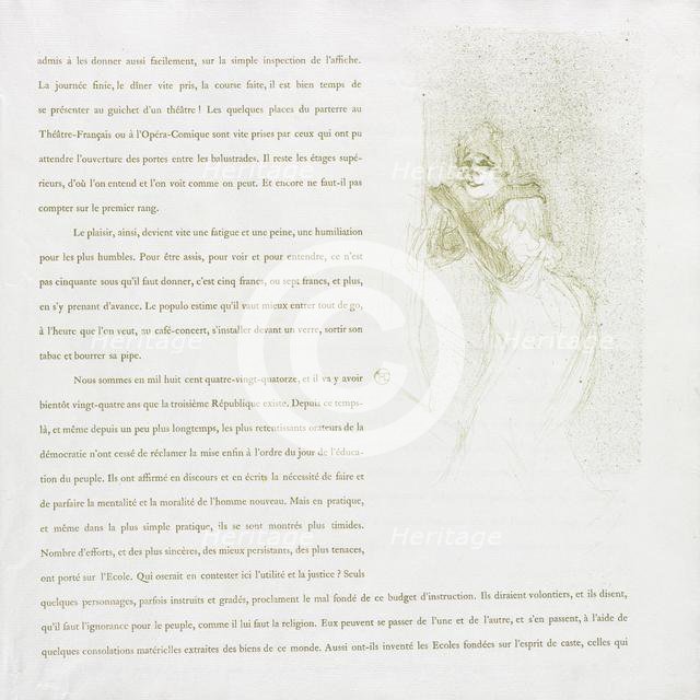 Yvette Guilbert-French Series: No. 5, 1894. Creator: Henri de Toulouse-Lautrec (French, 1864-1901).