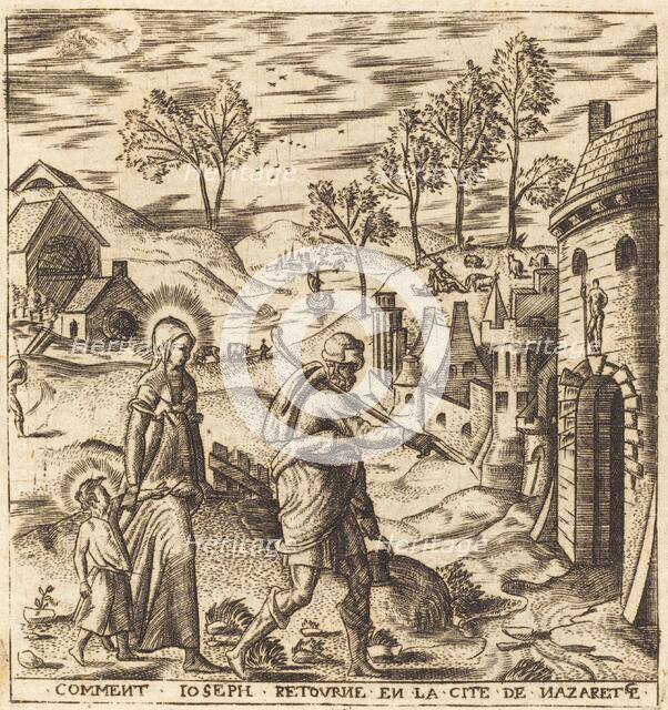 Joseph, Mary and Jesus Returning to Nazareth, probably c. 1576/1580. Creator: Leonard Gaultier.