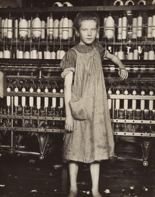 Addie Card, 12 years old. Spinner in cotton mill, North Pownal, Vermont, 1910. Creator: Lewis Wickes Hine.