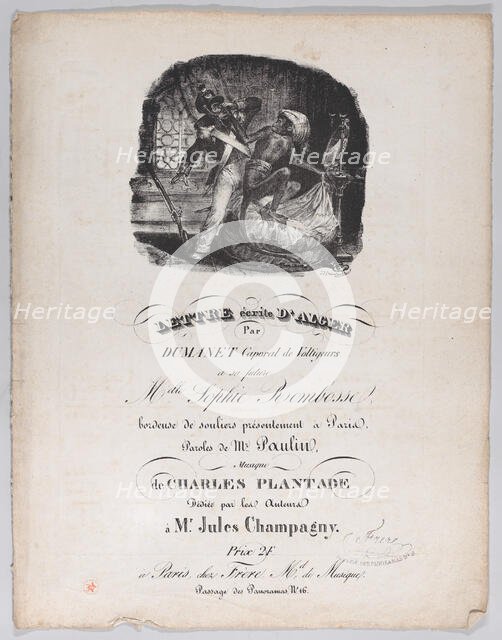 Letter Written from Alger, ca. 1835. Creator: Jean Ignace Isidore Gerard.