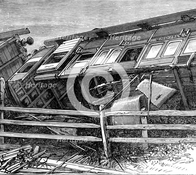 The Railway Disaster near Guildford: wreck of a second-class carriage, 1873. Creator: Unknown.