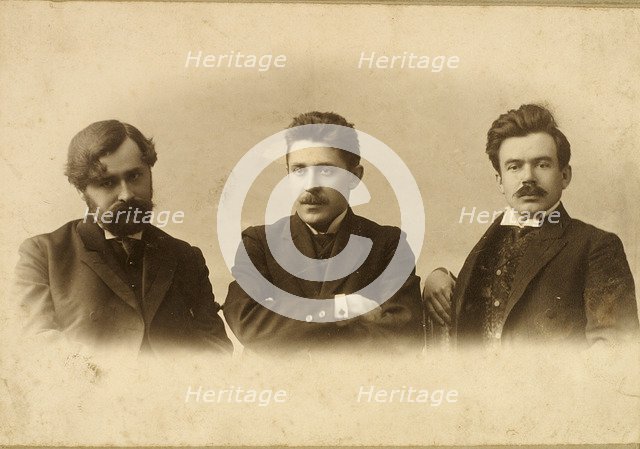 Georgy Chulkov, Vasili Milioti and Genrich Tasteven, Russian writers, 1900s. Artist: Unknown