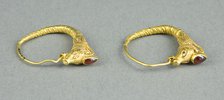 Pair of Earrings with Ibex Head Finials, 3rd century BCE. Creator: Unknown.