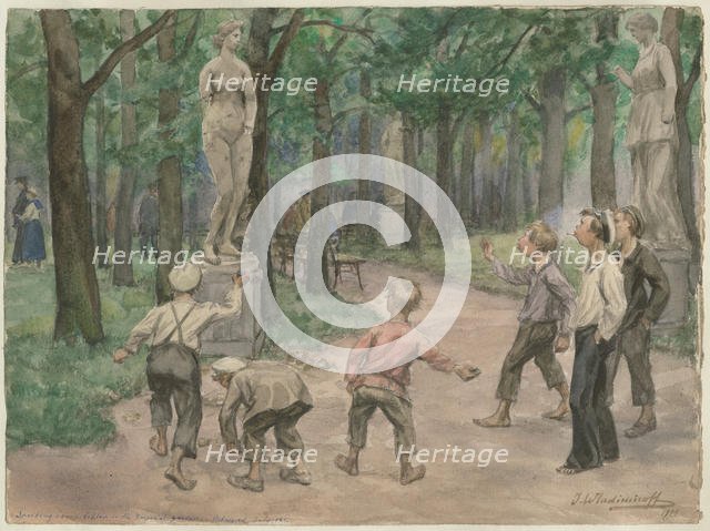 Sporting competition in the Imperial Gardens: Petrograd, July 1921 (from the series of watercolors R Artist: Vladimirov, Ivan Alexeyevich (1869-1947)