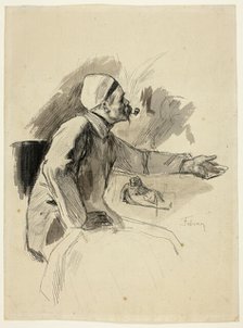 Seated Man with Extended Left Arm, n.d. Creator: Félicien Rops.