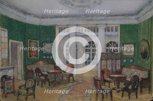 Stage design for the opera Eugene Onegin by P. Tchaikovsky, 1900s. Artist: Lambin, Pyotr Borisovich (1862-1923)