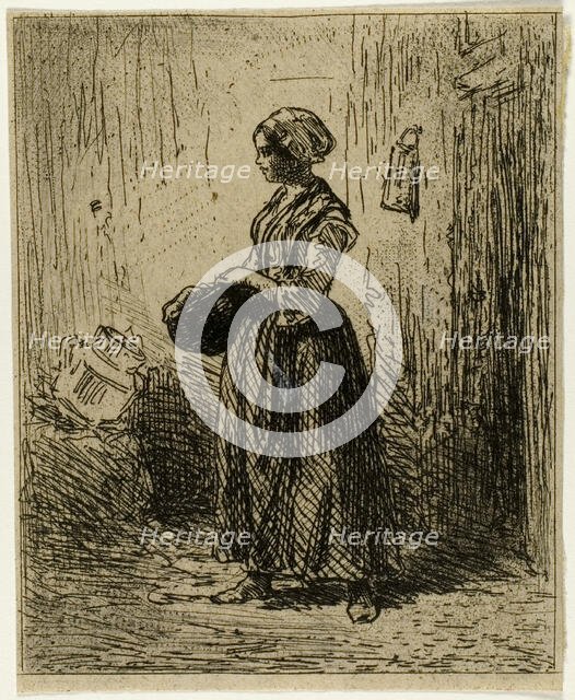 Standing Peasant Woman, 1845. Creator: Charles Emile Jacque.