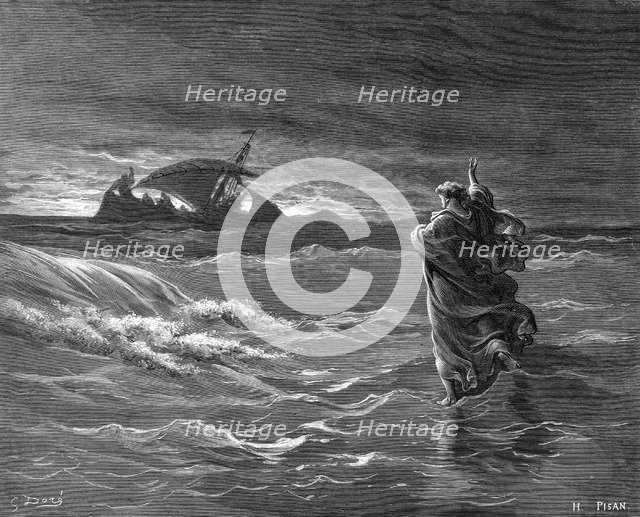 Jesus walking on the water, 1866. Artist: Unknown