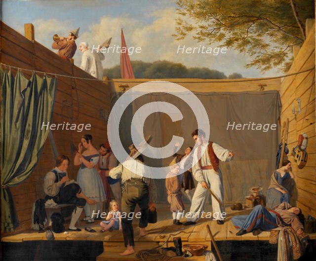 A Group of Tightrope Walkers just before a Performance, 1840-1841. Creator: Julius Friedlaender.