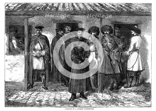 Interior of a Russian guardhouse, Crimean War, 1855. Artist: Unknown
