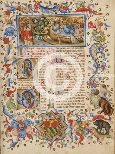 The Calling of Saints Peter and Andrew; Initial D: Saint Andrew..., between about 1389 and 1400. Creator: Master of the Brussels Initials.