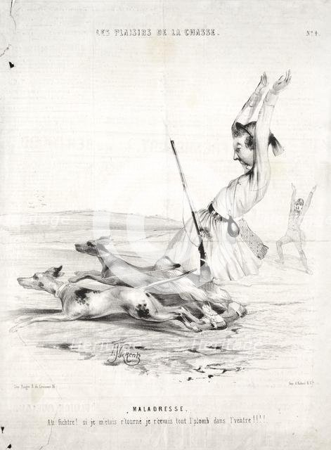 Les Plaisirs de la chasse: Maladresse, 1842. Creator: Alade Joseph Lorentz (French, 1813-after 1858).
