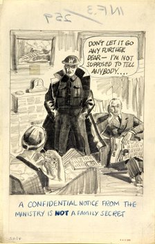 'A confidential notice from the Ministry is NOT a family secret', WWII poster between 1939 and 1946. Creators: Central Office of Information, Unknown.
