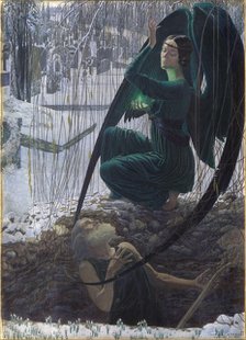 The Death of the Grave Digger (La mort du fossoyeur), 1895-1900. Artist: Schwabe, Carlos (1866-1926)